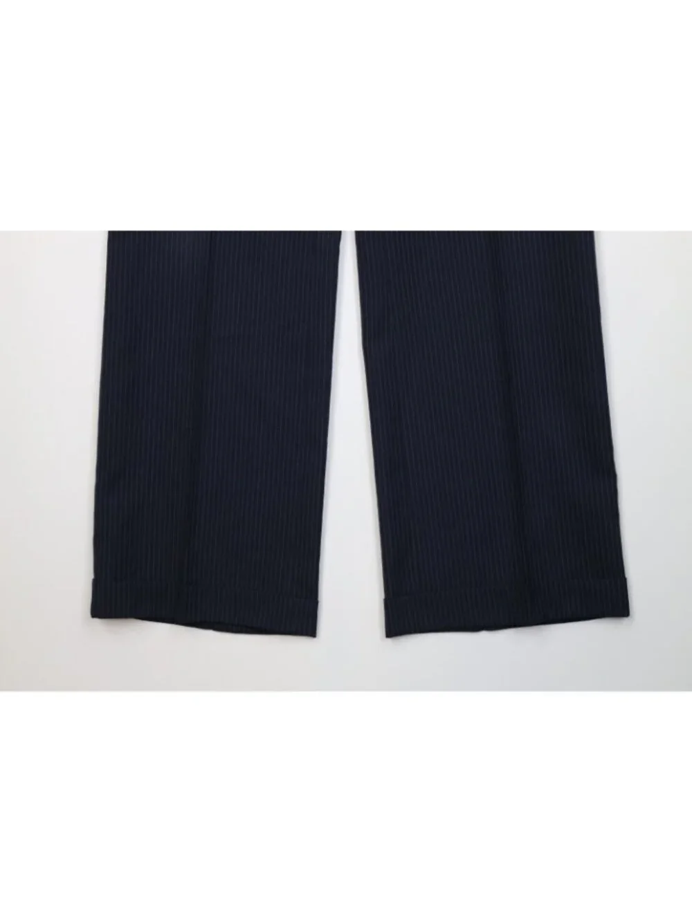 Vtg 70s Mens 38R 2 Piece Pinstriped Wool Suit Wedding Blue Wide Leg 32x29 USA